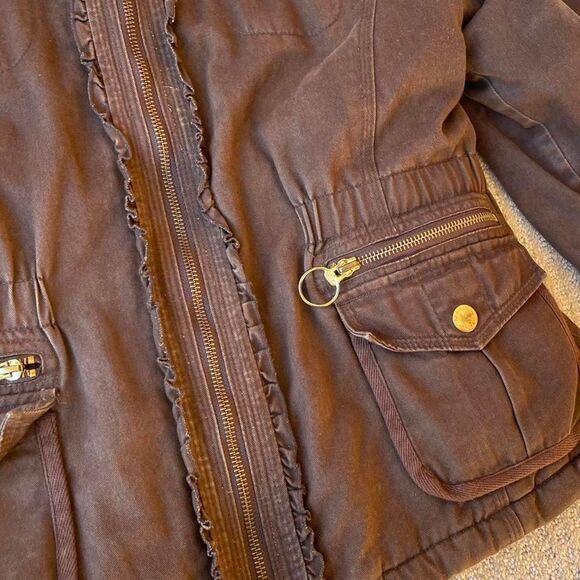 Limited Too Vintage Y2K Chocolate Brown Canvas Jacket Sherpa Girlhood 90's READ - Picture 3 of 8